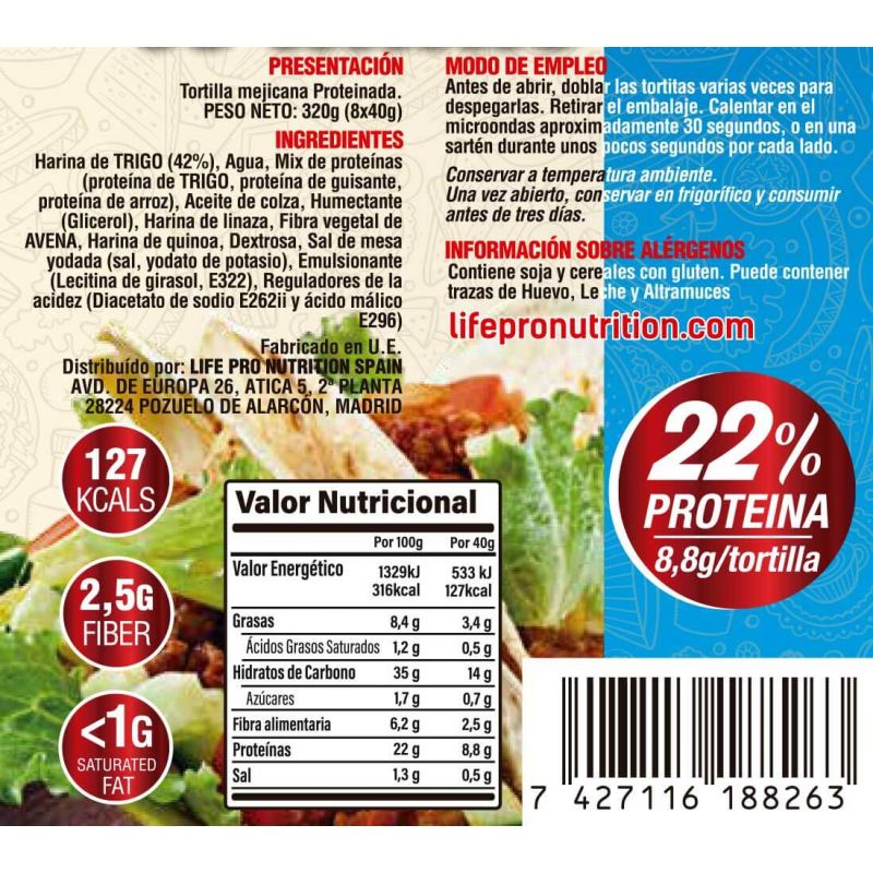 PROTEIN WRAP TORTILLAS - Life Pro (8x40g)